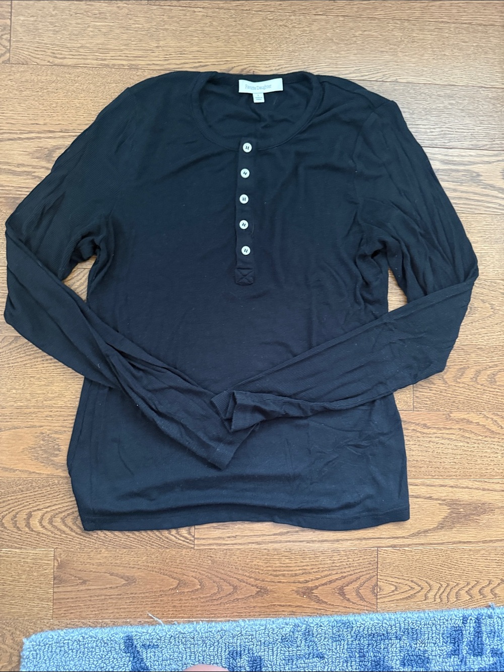 Favorite Daughter Black Long Sleeve Henley Top